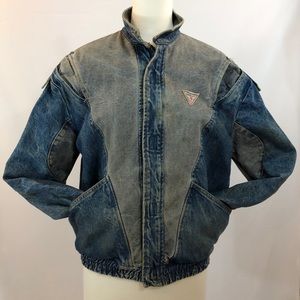 Guess Vintage Denim Stone Washed Bomber Jacket